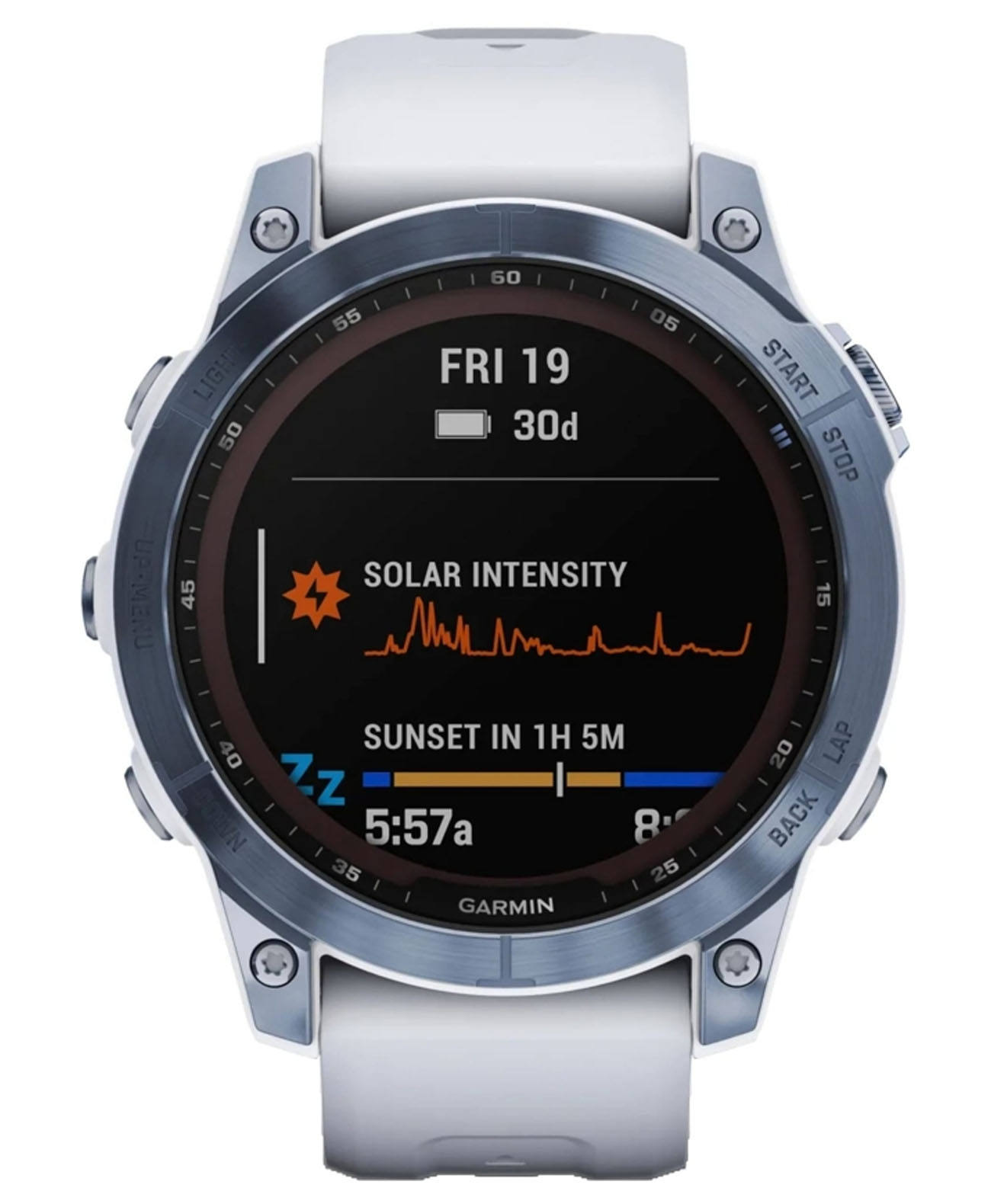 Garmin Fenix 7X Sapphire Solar Blue Titanium with Whitestone Band