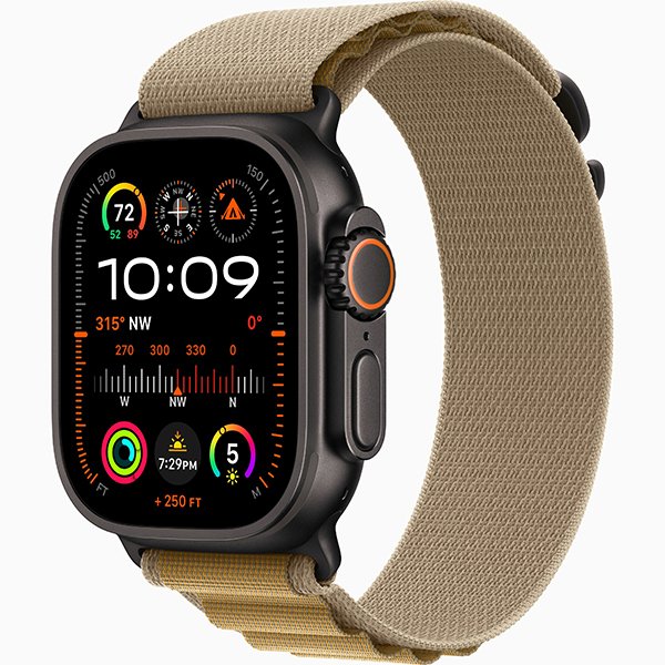 Apple Watch Ultra 2 2024 49mm Black Titan Alpine Loop Tan S