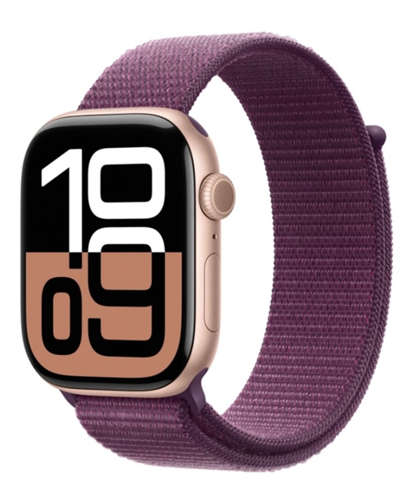 Apple Watch Series 10 46mm GPS Rose Gold Aluminium Case Sport Loop Plum