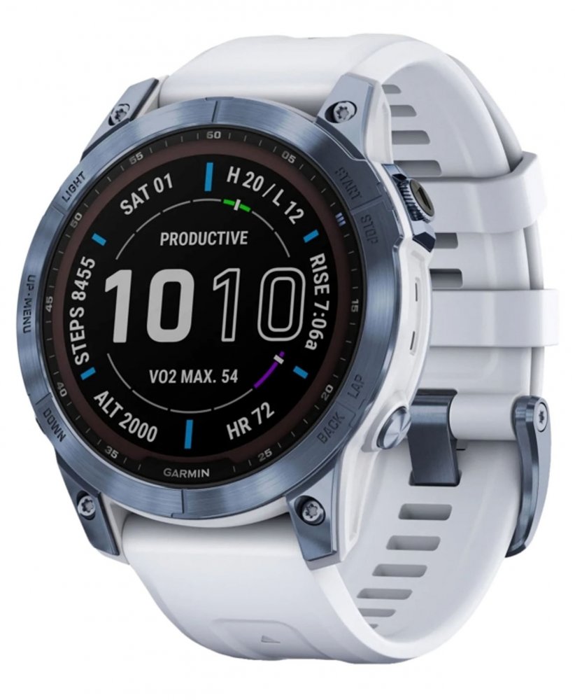 Garmin Fenix 7X Sapphire Solar Blue Titanium with Whitestone Band
